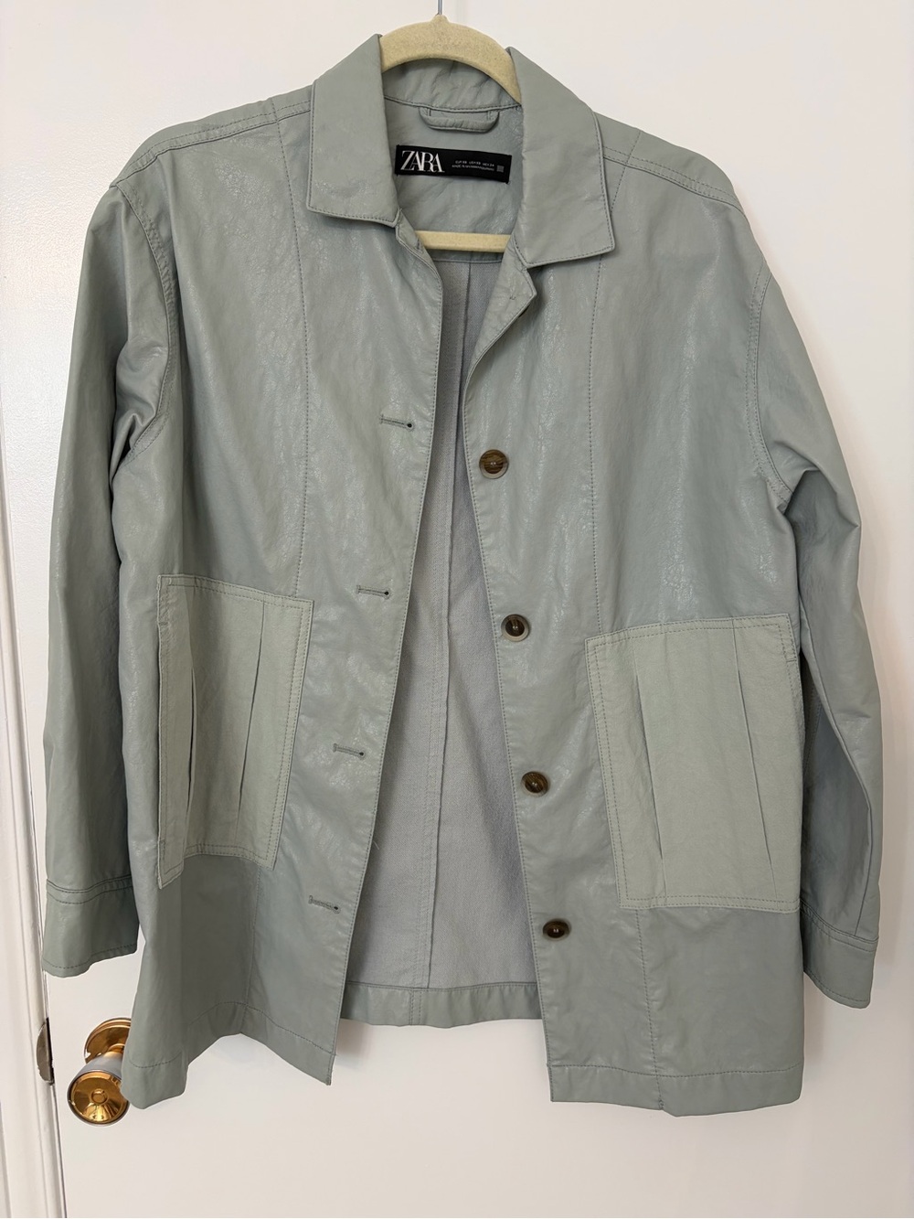 Zara Light Sage Button-Front Lightweight Jacket